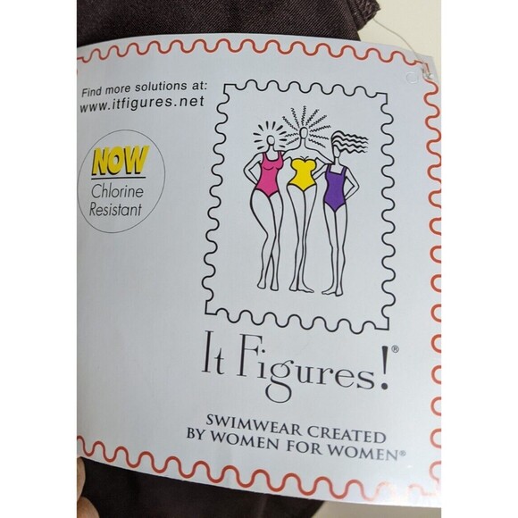 It Figures Swimsuit One Piece Brown Tummy Thinner Chlorine Resistant Size 16 - Picture 8 of 8